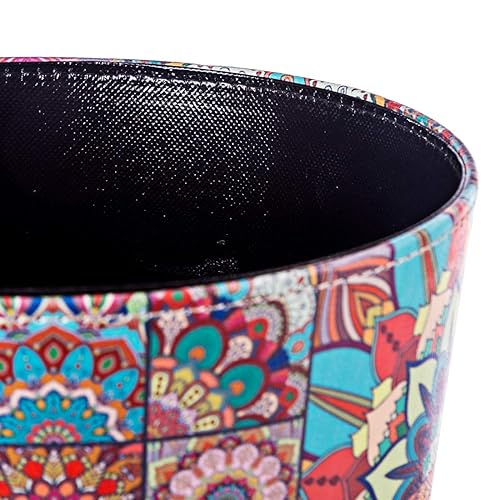 Vista 96 de Papelera, Retro Estilo Europeo Hogar Oficina en Casa Redondo de Cuero de la PU Papelera de Papelera Cubo de Basura Cubo de Basura Papelera Papelera