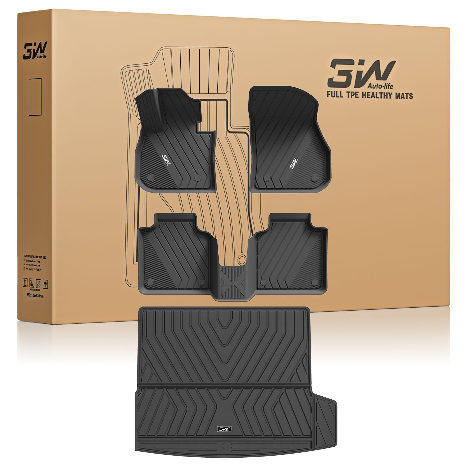 3W Set 4 di Tappetini per BMW X1 U11 2023-2026 in Thorex™ e Tappetino per Bagagliaio su Misura, Facile da Pulire Tappeti per Auto Resistente e Tappeto Bagagliaio Antiscivolo per BMW X1 U11