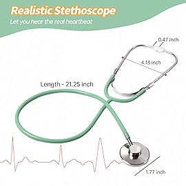 Phobby Kids Doctor Kit, 8 Pieces Toddlers Doctor Playset with Medical Storage Bag & Real Stethoscope, Pretend Play Doctor Toys Christmas Birthday Gift for Boys Girls Aged 3 4 5 6 (Green)