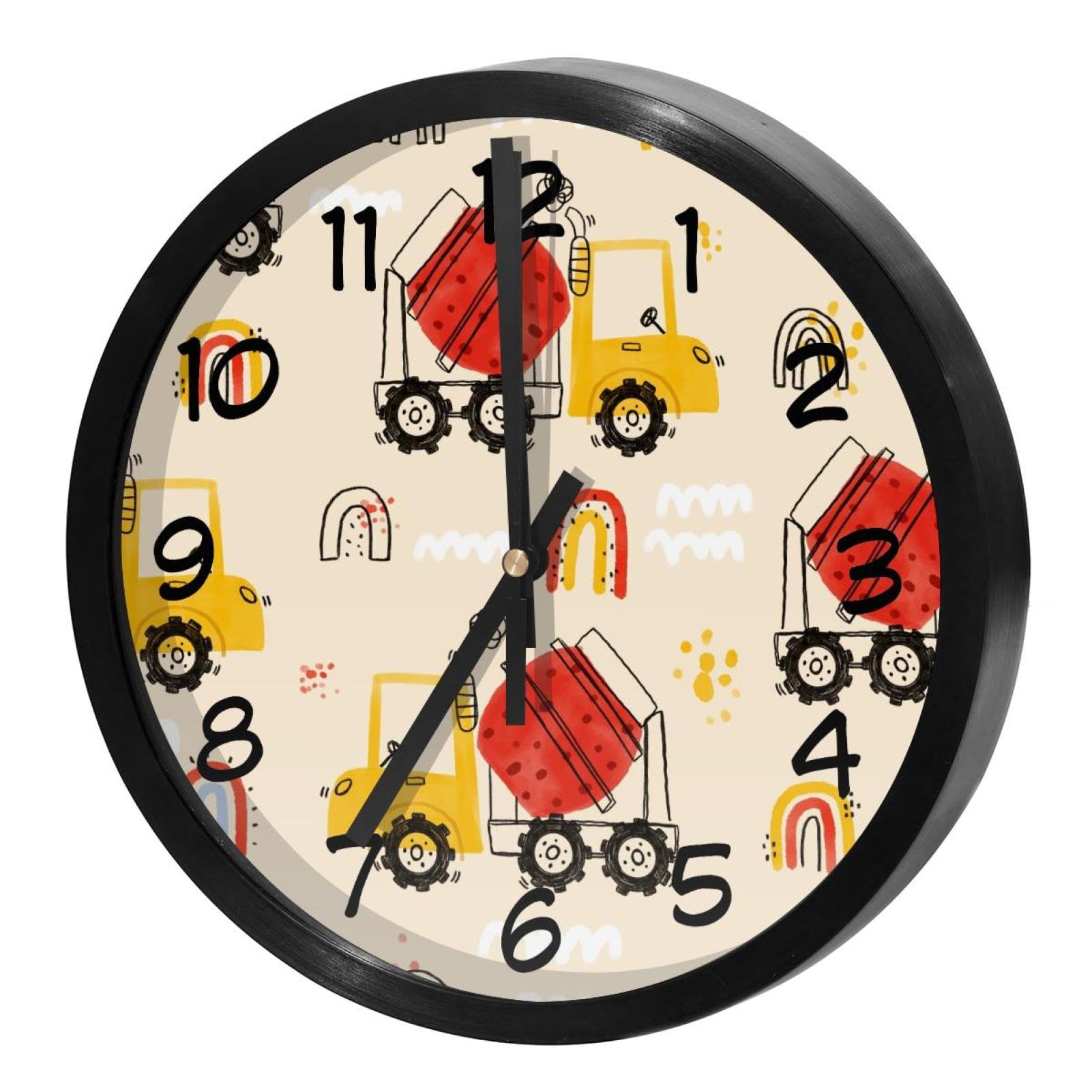 Horloges murales rondes pour maison cuisine école avec illustration de camion