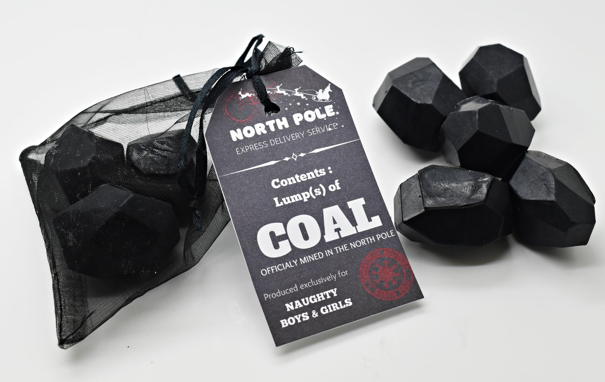 BAG of COAL - Soap Christmas Gift Stocking Filler Funny Novelty Secret Santa Kids Children Girl Boy - Vegan Friendly (1 bag)