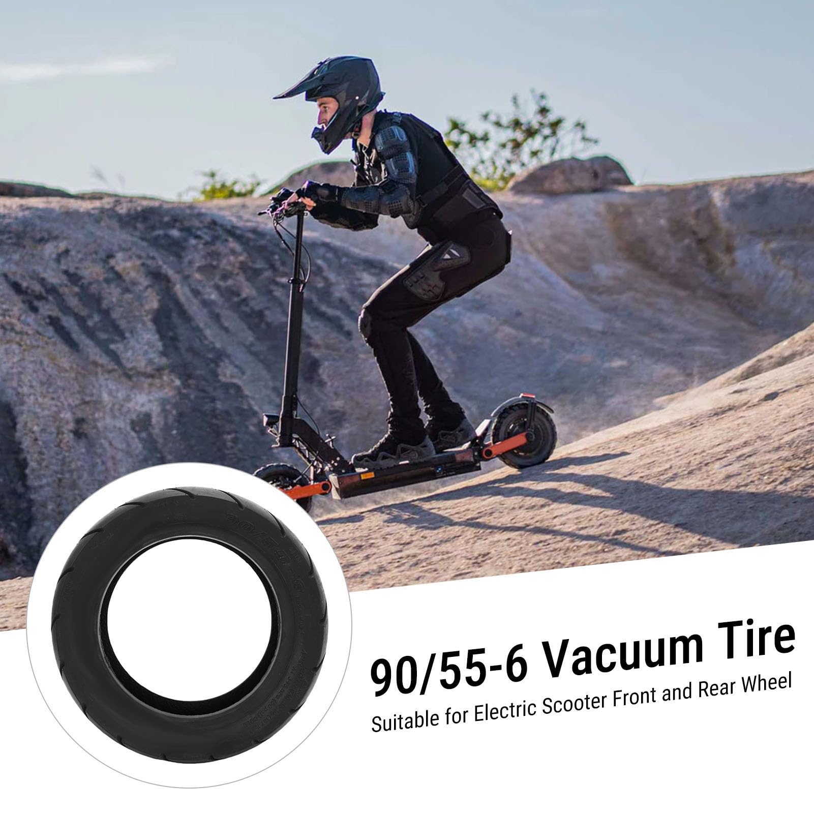 Yctze 10 Pouces 90/55-6 Tennessee Pneu sans Tube pour le Remplacement du Scooter électrique avec une Bande de Roulement Texturée à 4 Couches Toute la Saison Avant ou Arrière Pneu à (Pneu de la