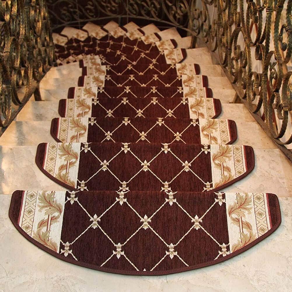 Best Deal Product Seloom Washable Non-Slip Stair Treads Carpet with Skid Resistant Rubber Backing Specialized for Indoor Wooden Steps (25.5x9.5 Inch, 13Piece, Brown2)
