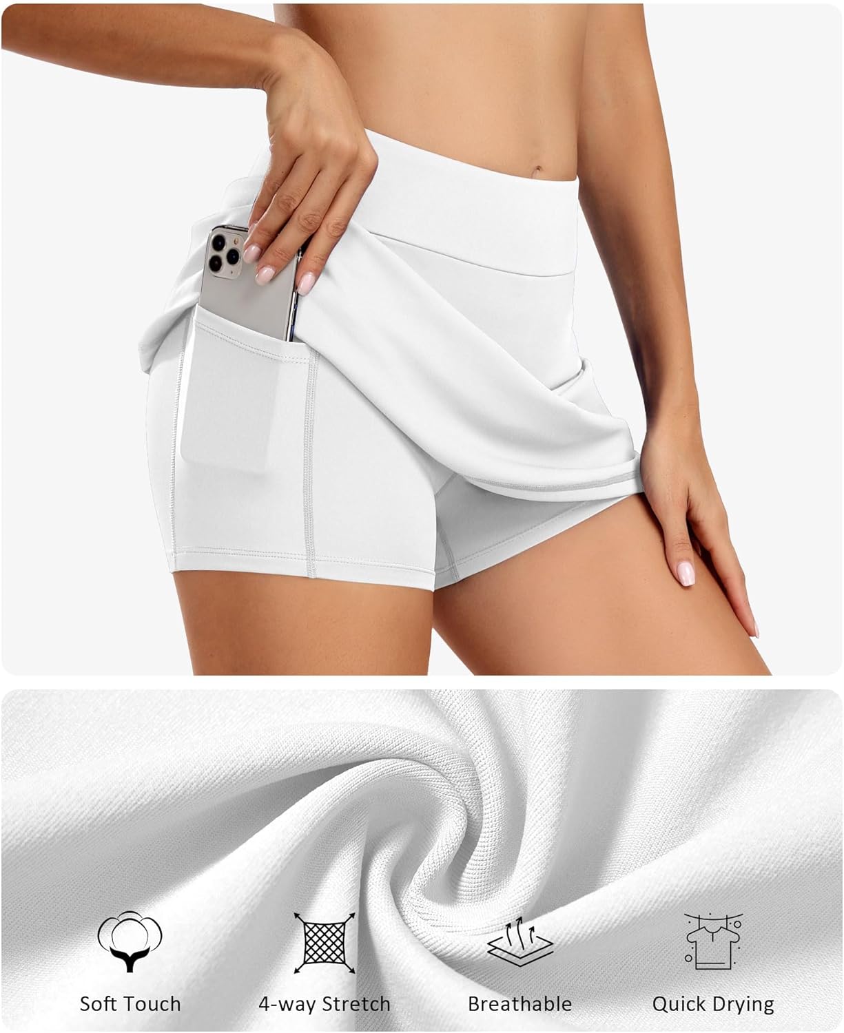 JoyGirl 15" Tennis Skirts for Women with Shorts High Waisted Golf Skirt Athletic Casual Skort with Inner Pocket - Image 4
