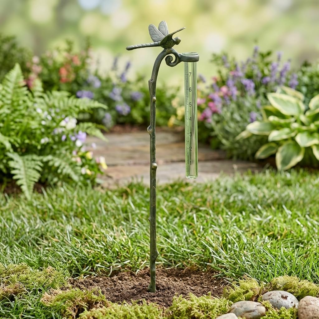 SPI Regenmesser Libelle Gartenstecker Home Aluminium Messgerät für Niederschlag