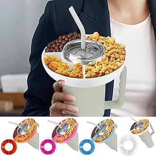 Sunhotty Snack Bowl for 40oz Tumbler with Handle 3 Compartment Tumbler Snack Tray Food Grade Cup Snack Container 1.6 Inch Deep Snack Ring Reusable Divided Cups Snack Platters for Chips Candy Popcorn