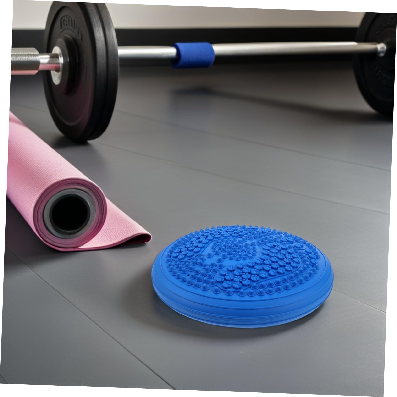 Coussin Gonflable de Yoga avec Surface de Massage Point de Pression Tapis de Stabilité Rond pour Exercices et Jogging Stationnaire Pompe Incluse Bleu Brume