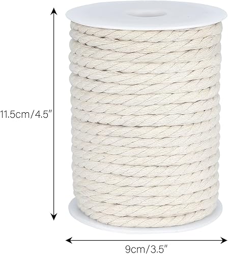 Miniatura 3 de joycraft Cuerda de macramé, cuerda de algodón color off white, 6 mm x 32 yardas de cuerda de algodón natural color blanco, cuerda de algodón