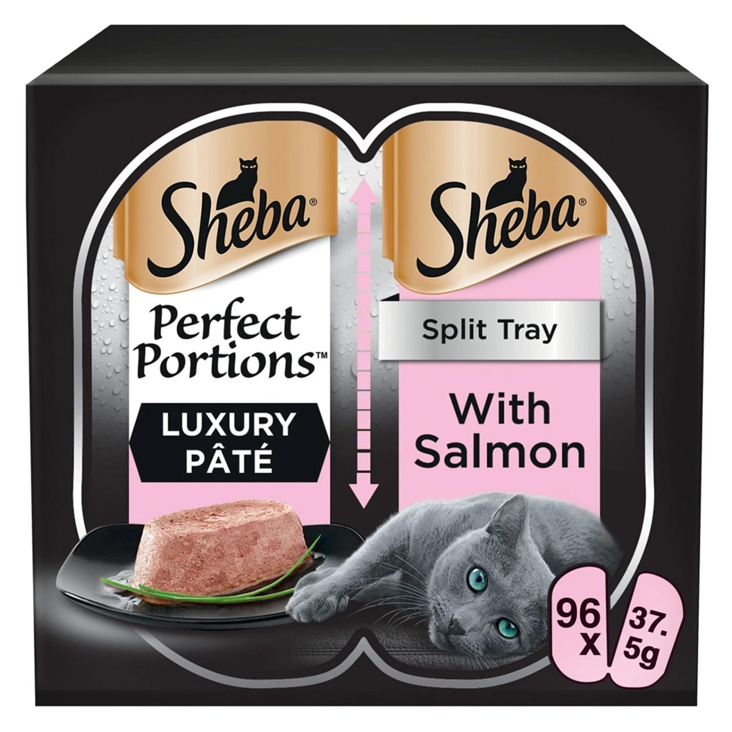 96 x 37.5g Sheba Perfect Portions Luxury Adult Wet Cat Food Trays Salmon in Loaf