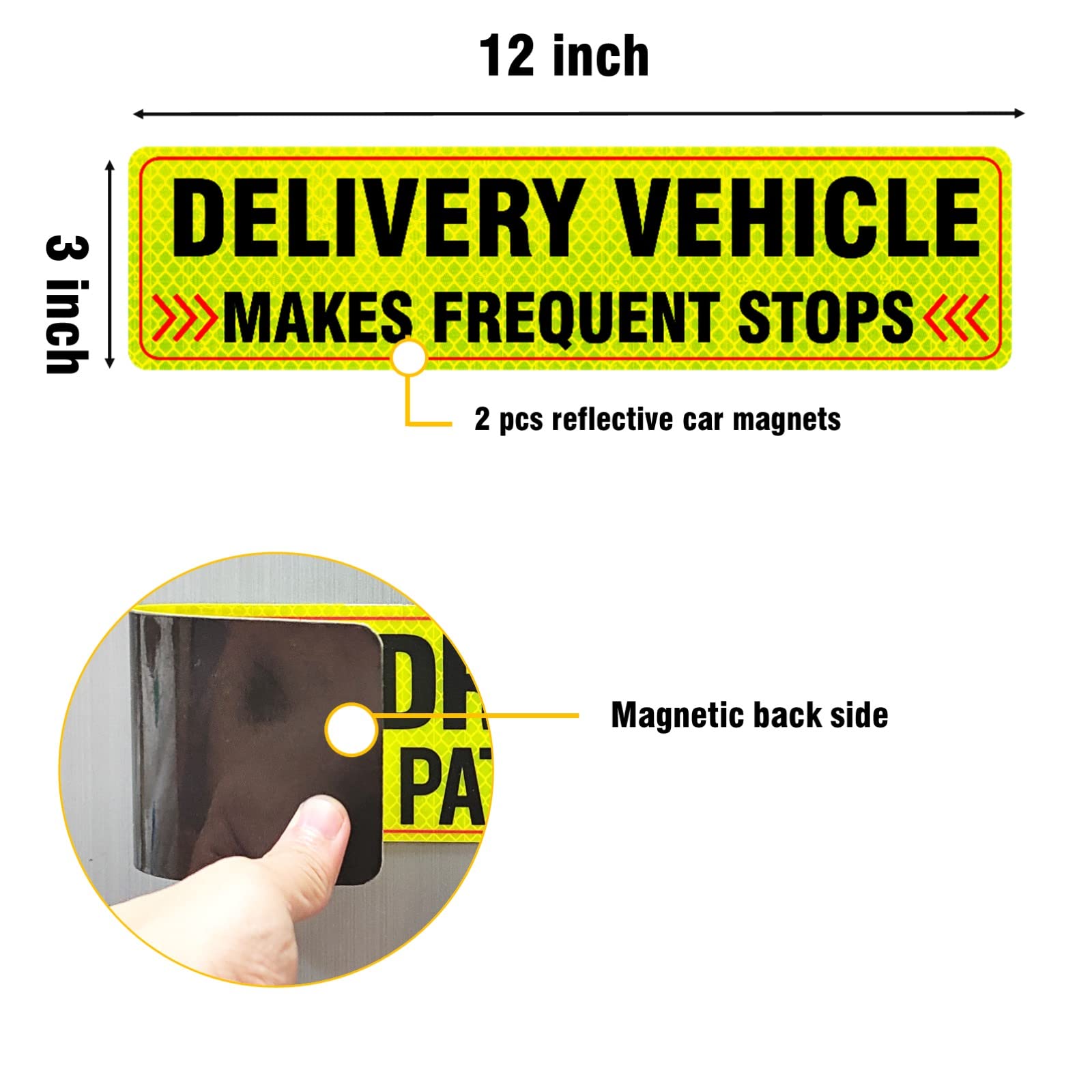 4-Pack Reflective Delivery Driver Magnetic Signs - Heavy Duty - View #13