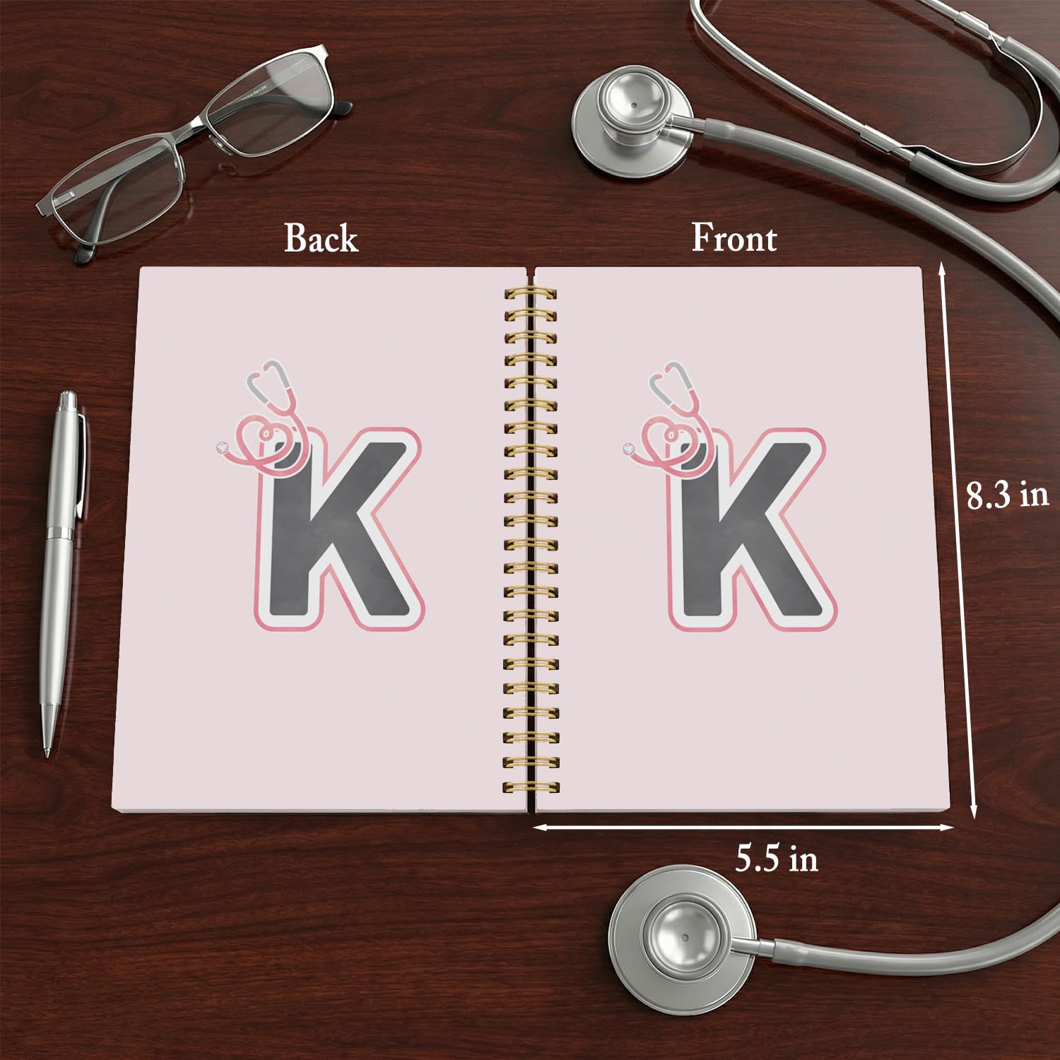 ICEWHITEY Pinkes Krankenschwester-Notizbuch, Krankenschwester-Bürobedarf, personalisiertes Spiralbuch, Tagebuch, 14 x 21 cm (K)