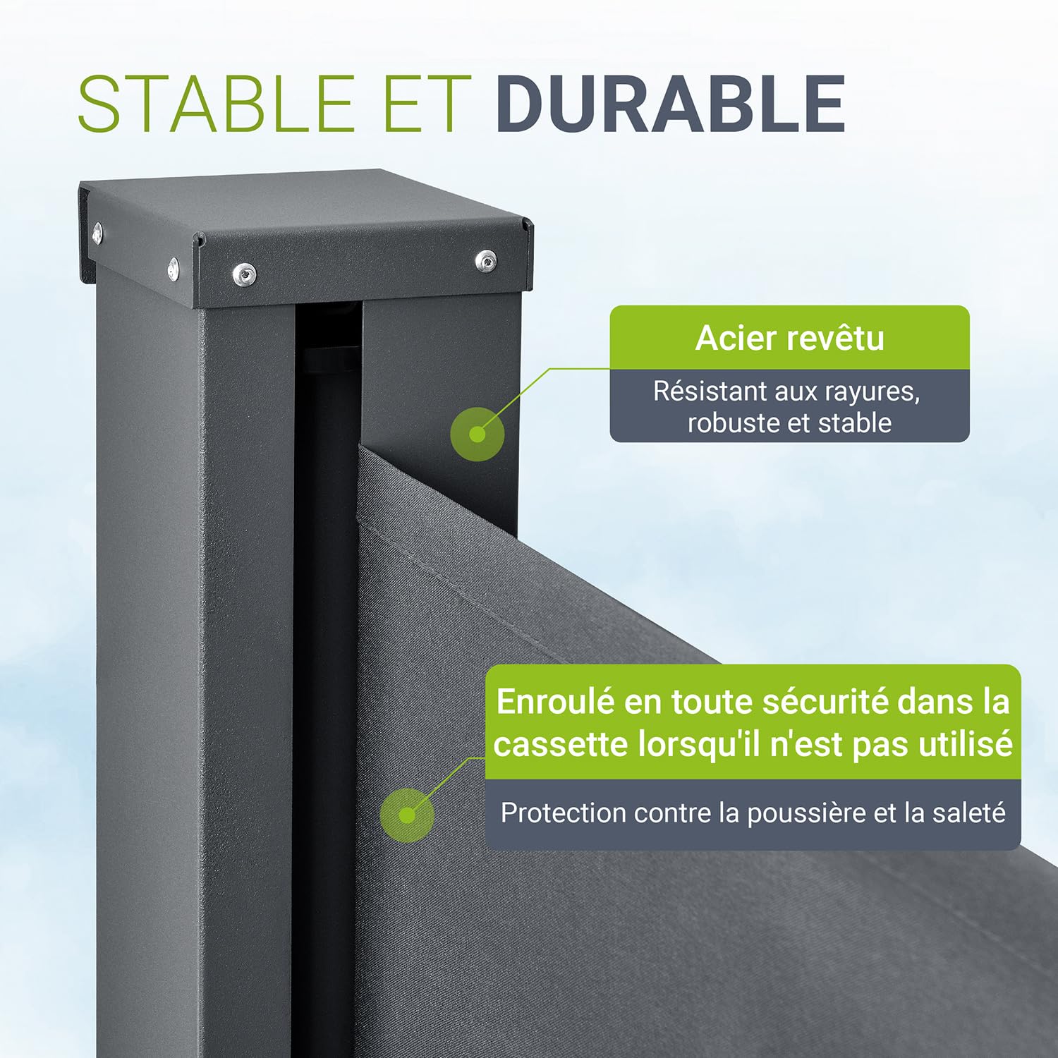 Juskys Store latéral 180 x 300 cm Extensible et Opaque, Brise-Vue pour Balcon, terrasse et Jardin, Auvent latéral avec Support Mural, Protection Solaire en Acier & Tissu Impermeable - Gris foncé