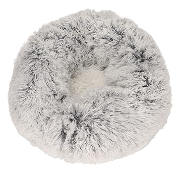 Fluffy Dog Bed Machine Washable Round Keep Warm Cat Bed Breathable Cat Support Home (50cm)