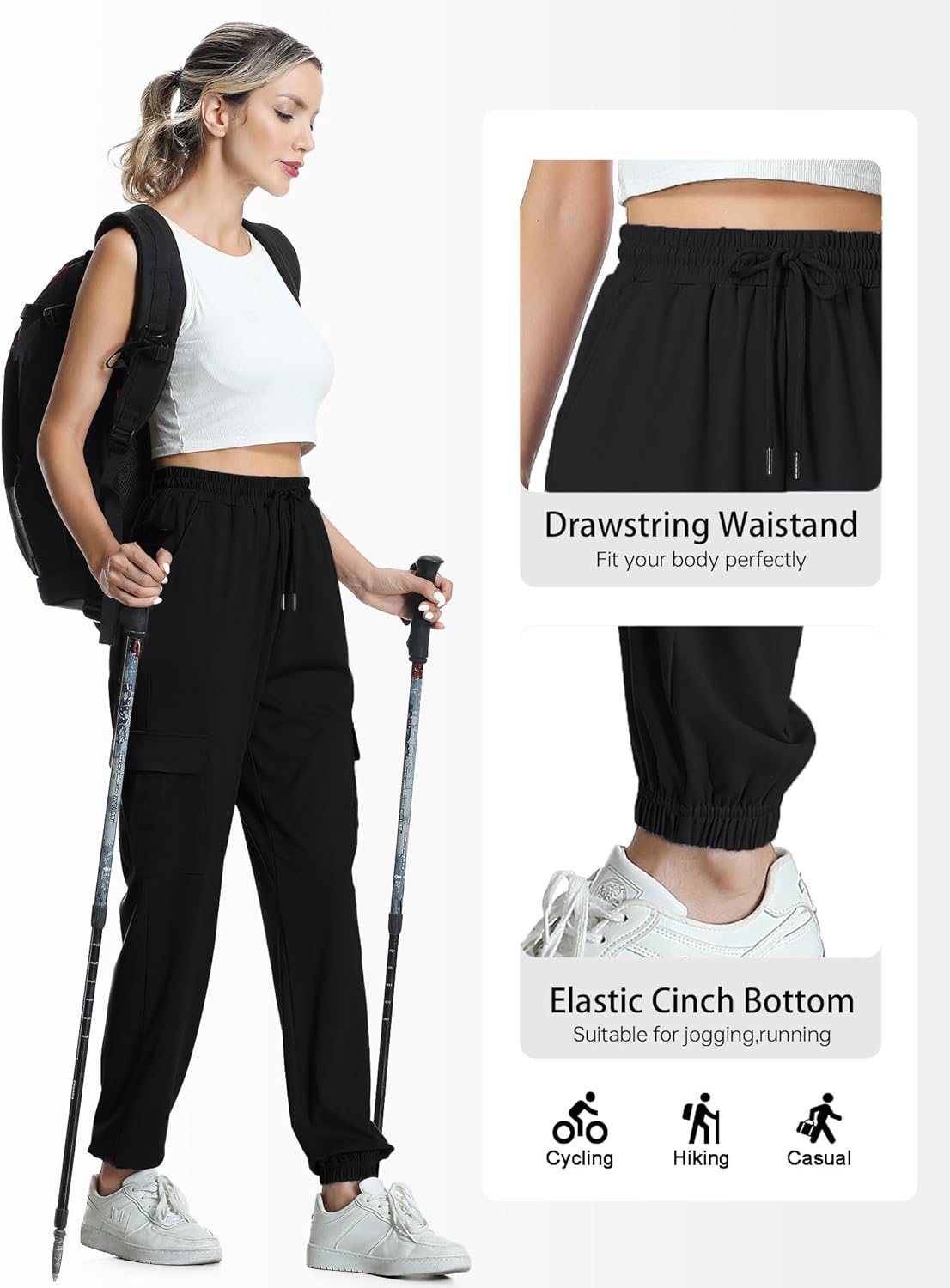 YOYOYOGA Women's Joggers Pants Pockets Sweatpants Drawstring High Waisted Sweatpants Lounge Workout Running Track Pants - Image 6