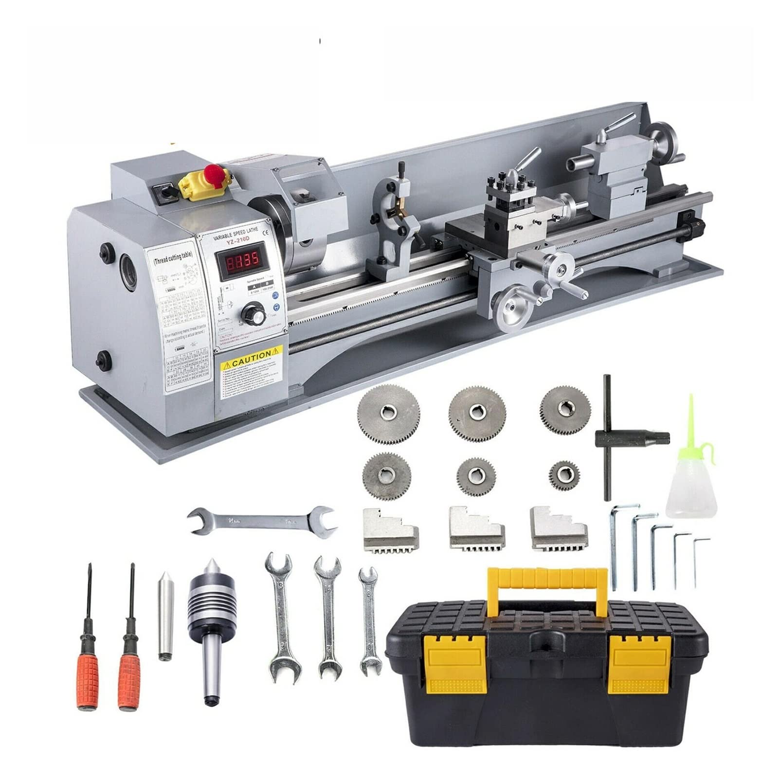 8Inch X 32Inch Extended Mini Metal Lathe With 3-Jaw Chuck 850W Variable Speeds 50-2500 RPM Making Bushings Spindles For Beginners DIY Use
