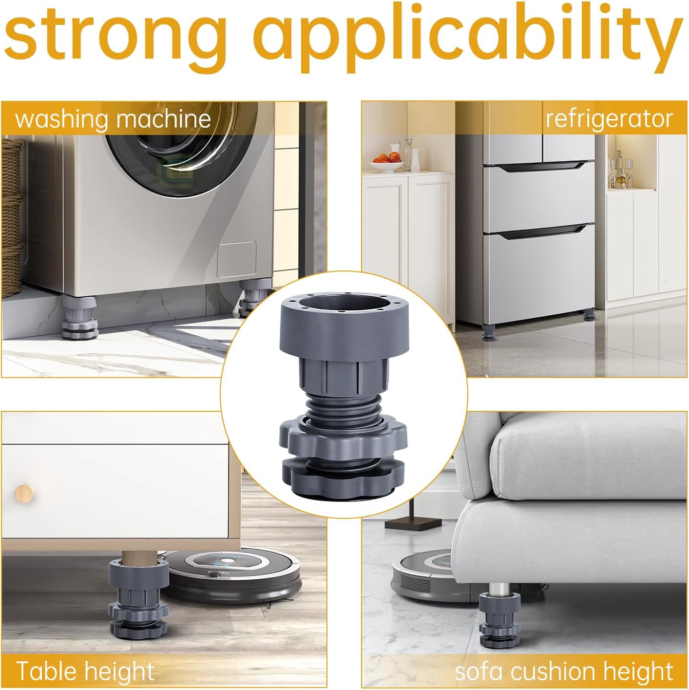 4PCS Anti Vibration Pads for Washing Machine Support,Height AdjustDryable er Shock and Noise Cancelling Foot Accessories