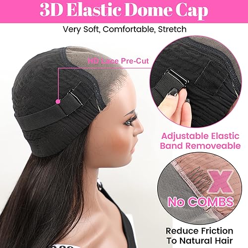 Miniatura 5 de ISEE Pelucas de cabello humano con encaje frontal, pelucas de cabello humano rizado lacio para usar y llevar, sin pegamento, línea capilar natural,