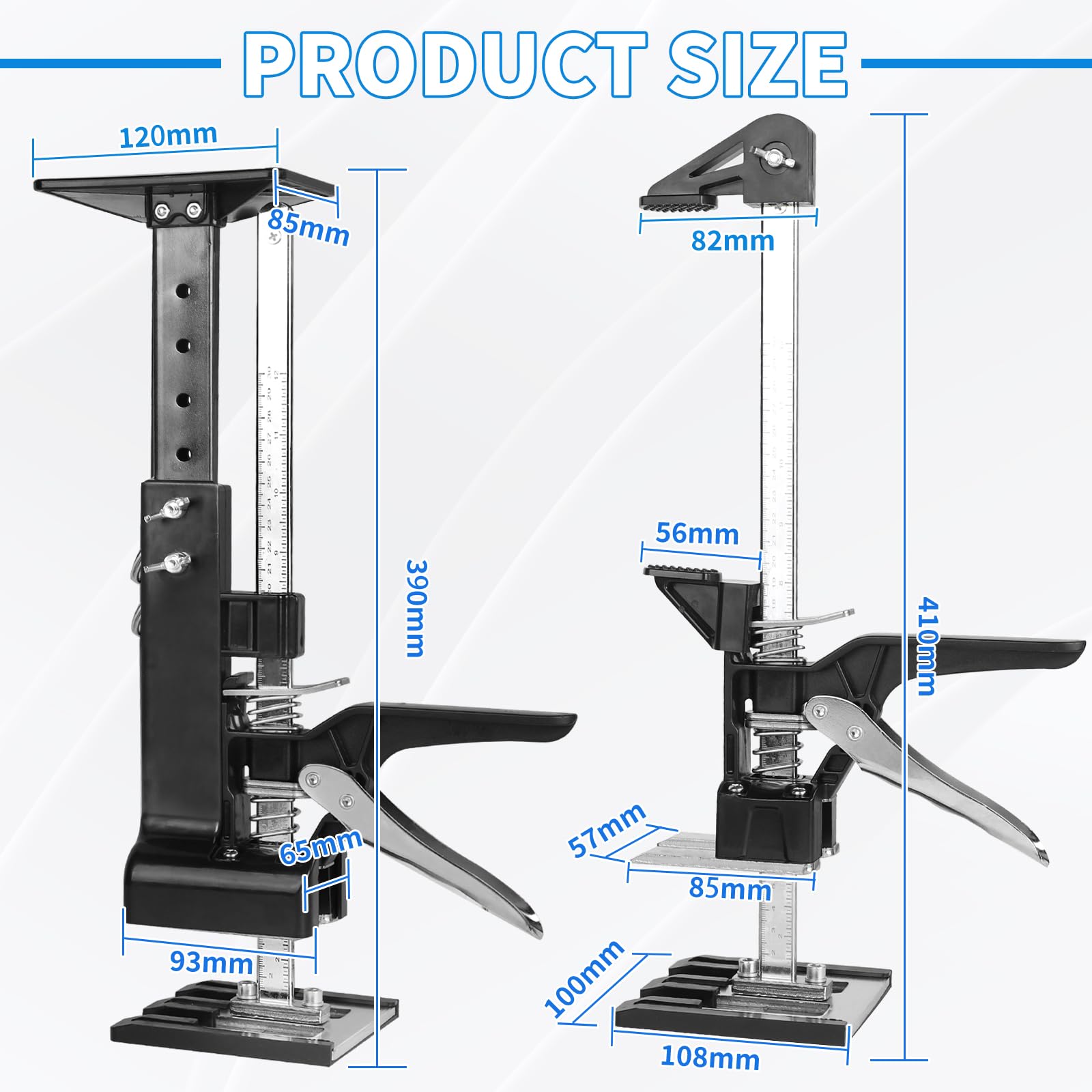 DBREAKS 3-in-1 Multi Arbeitssparender Arm mit Skala, 2Pcs 38CM Multifunktionale Handhebewerkzeug Bis zu 220 kg mit Metall-Schrankwagenheberstützstange & Holzbearbeitungsklemmen, Arm Handwerkzeug Heber