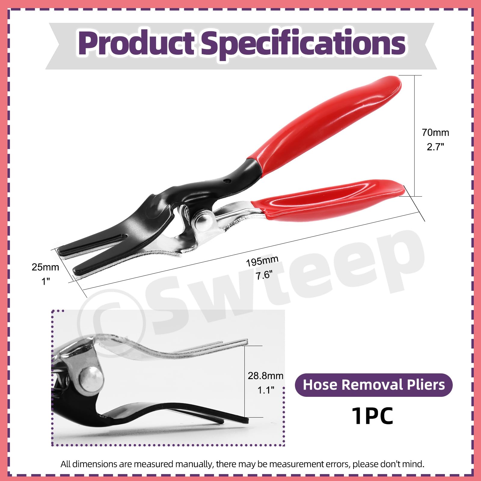 Swpeet 1Pcs Automobile Hose Remover Pliers, Auto Fuel and Vacuum Line Tube Hose Remover Separator Pliers Pipe Repairing Tool Hose Pipe Removal Tool