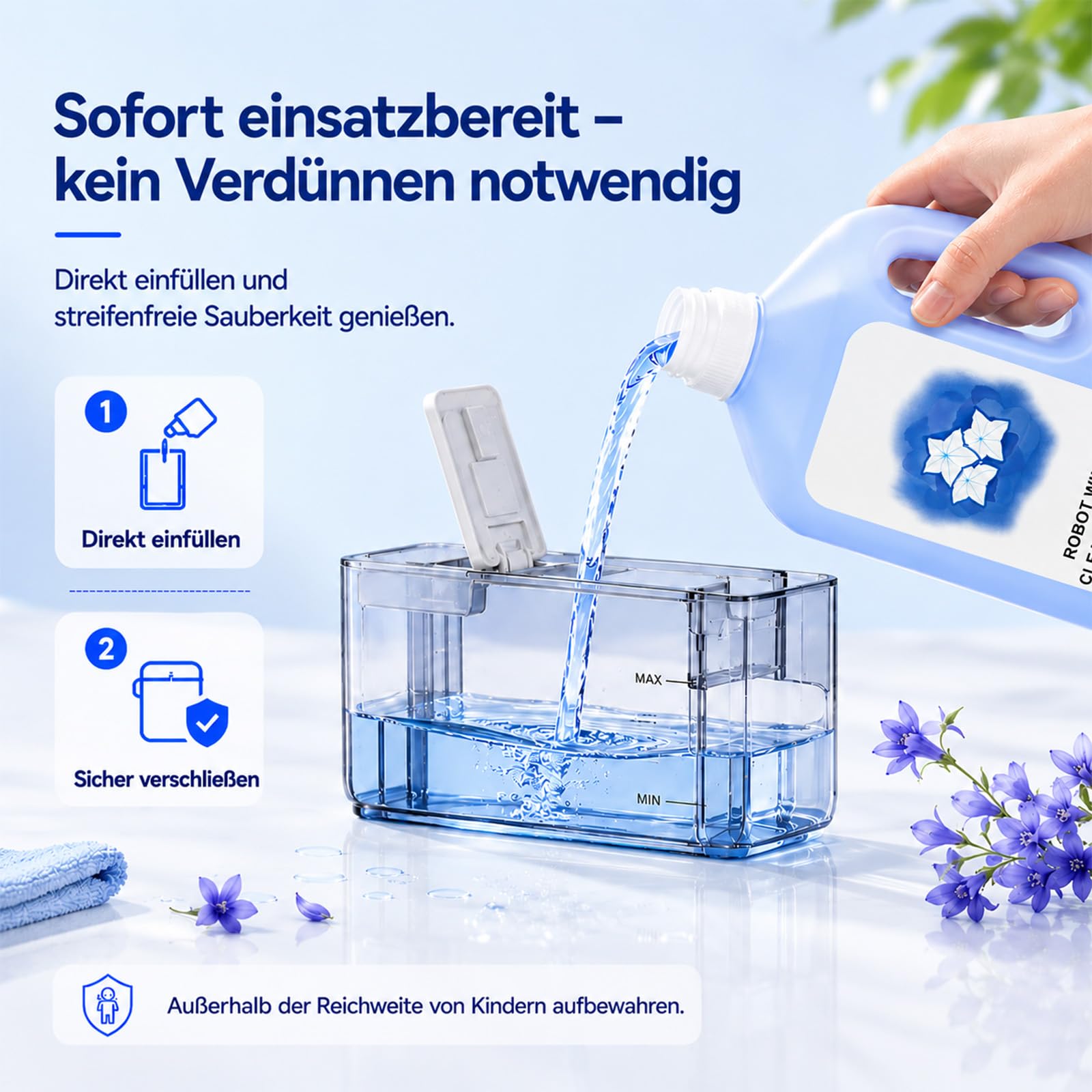 1 l środek czyszczący do robotów okiennych ECOVACS Winbot W1, W2, Mini & Mini2, W2S | Winbot W1 Pro, W2, W2 Pro Omni, Winbot Mini&Mini2, W2S, płyn do czyszczenia szyb bez smug do robota do mycia okien