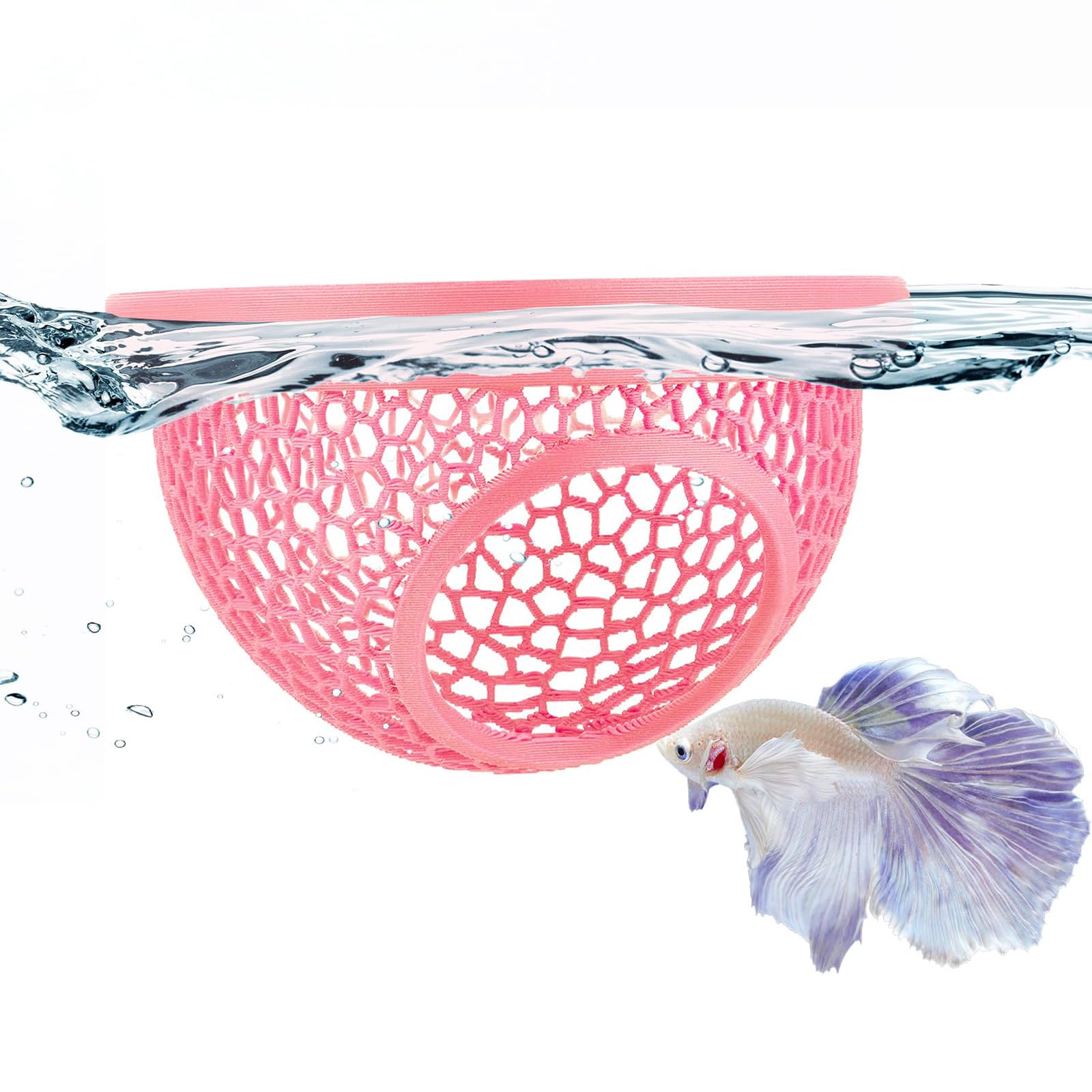 exylosluxek Pink Floating Betta Hammock, Woven Mesh Aquarium Betta Hiding Cave, Fish Tank Decoration for Betta, Shrimp and Nano Fish