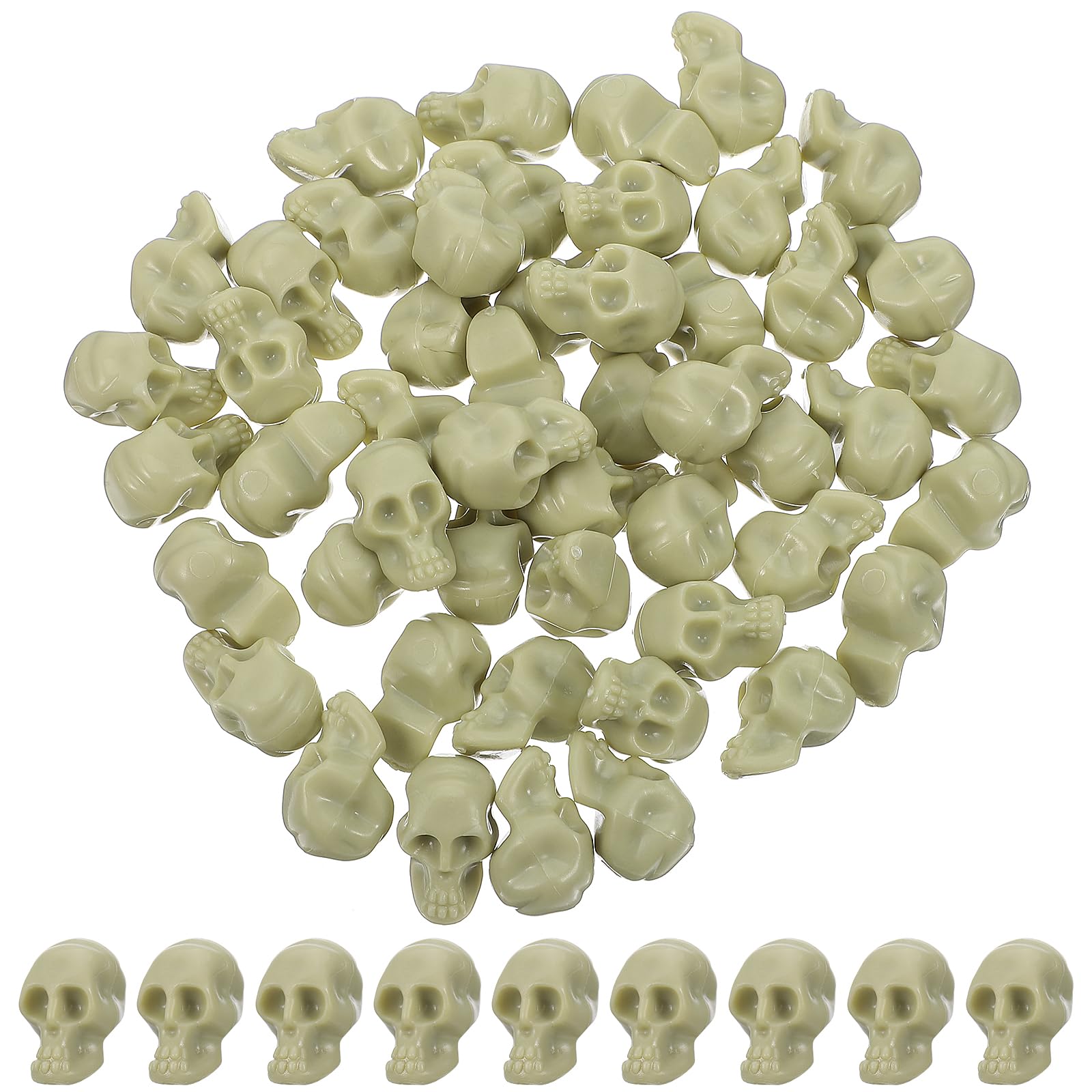 Holibanna 50pcs Halloween Plastic Skull Heads & Bones: Realistic Mini Skull Models for Desktop Decor