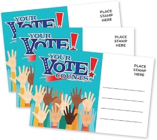 Pink Pixie Studio 100 Your Vote Counts Postcards to Voters 4 x 6” Bulk Blank Back for Message to Encourage Voting Political Issues No Smear Made in the USA
