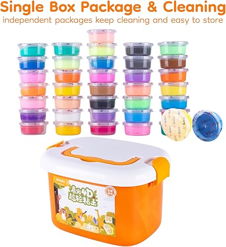 Miniatura 6 de M&G Kits de arcilla de aire de 36 colores para niños, multicolor, segura y no tóxica, arcilla de aire con una sola caja, empaquetada con
