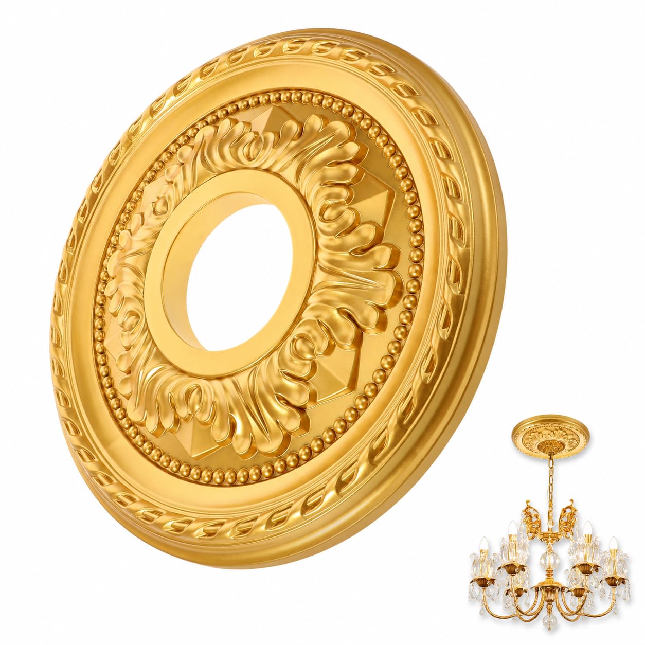 SHINEOFI Gold Plastic Ceiling Rose, lamp Plate for Light Fitting