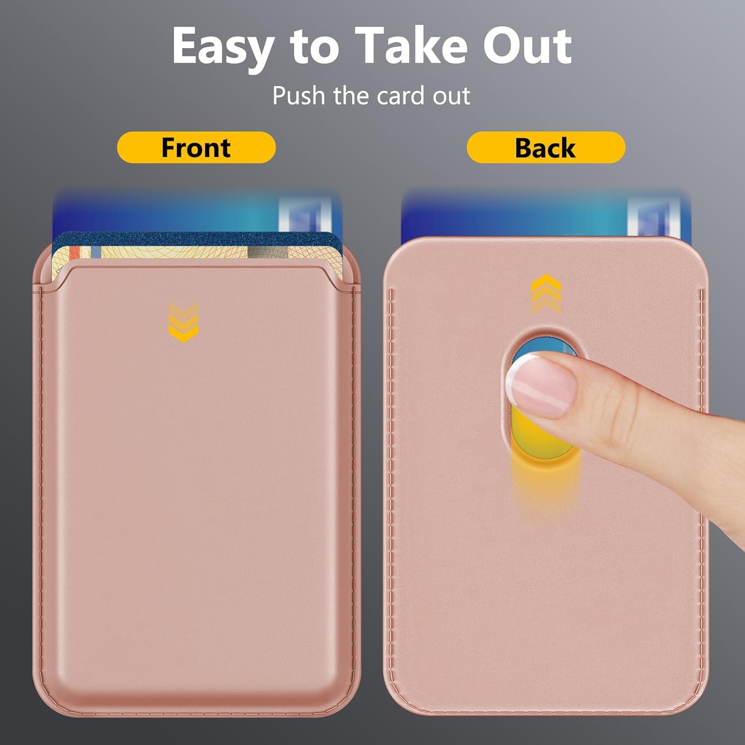 Homsctect Upgraded for MagSafe Wallet, Magnetic Phone Wallet 3 Cards Holder, Powerful 23 Magnets&Credit Card RFID Blocking, Slim&Leather, Magnetic Wallet for iPhone 16/15/14/13/12 Series-Rose Gold - Image 4