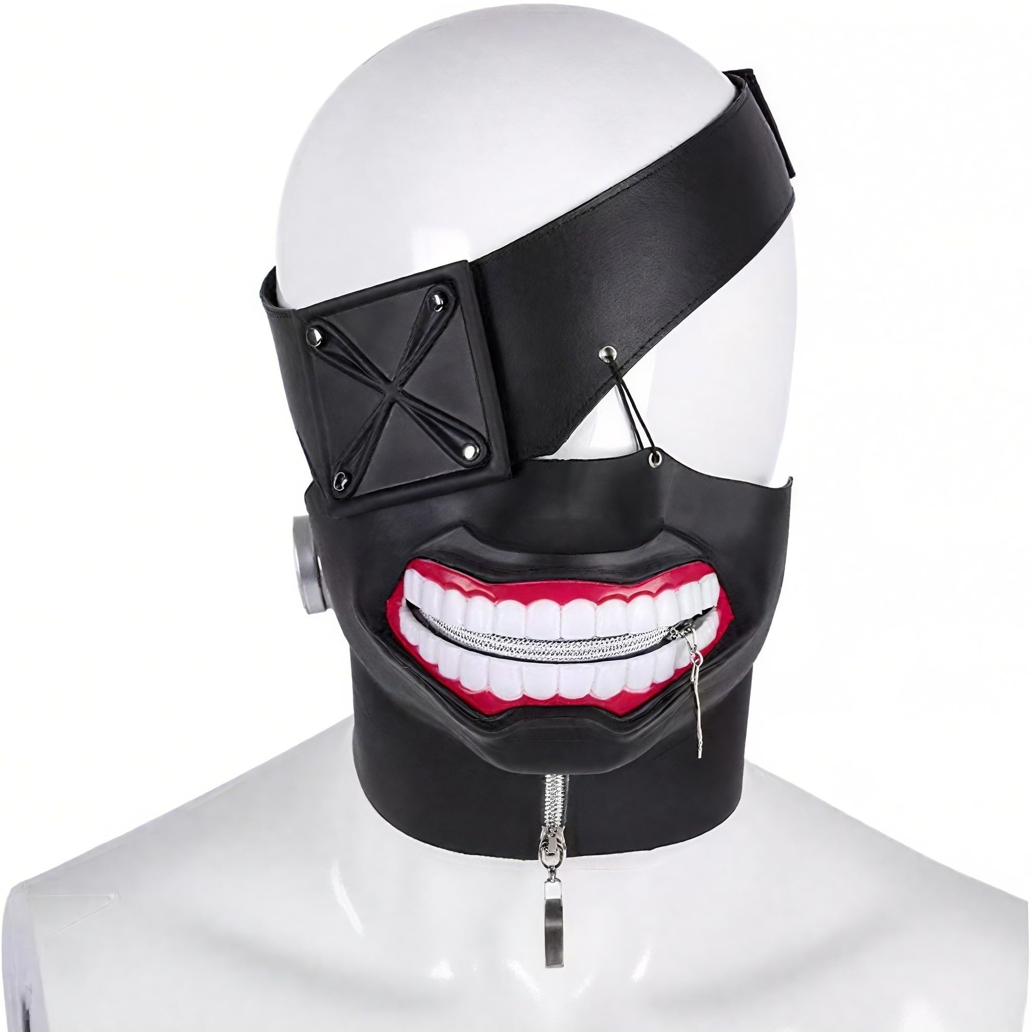 Tokyo Ghoul Kaneki Ken Mask 3D One Eyed Cosplay Prop with Zipper Mouth Reusable Half Full Face Costume