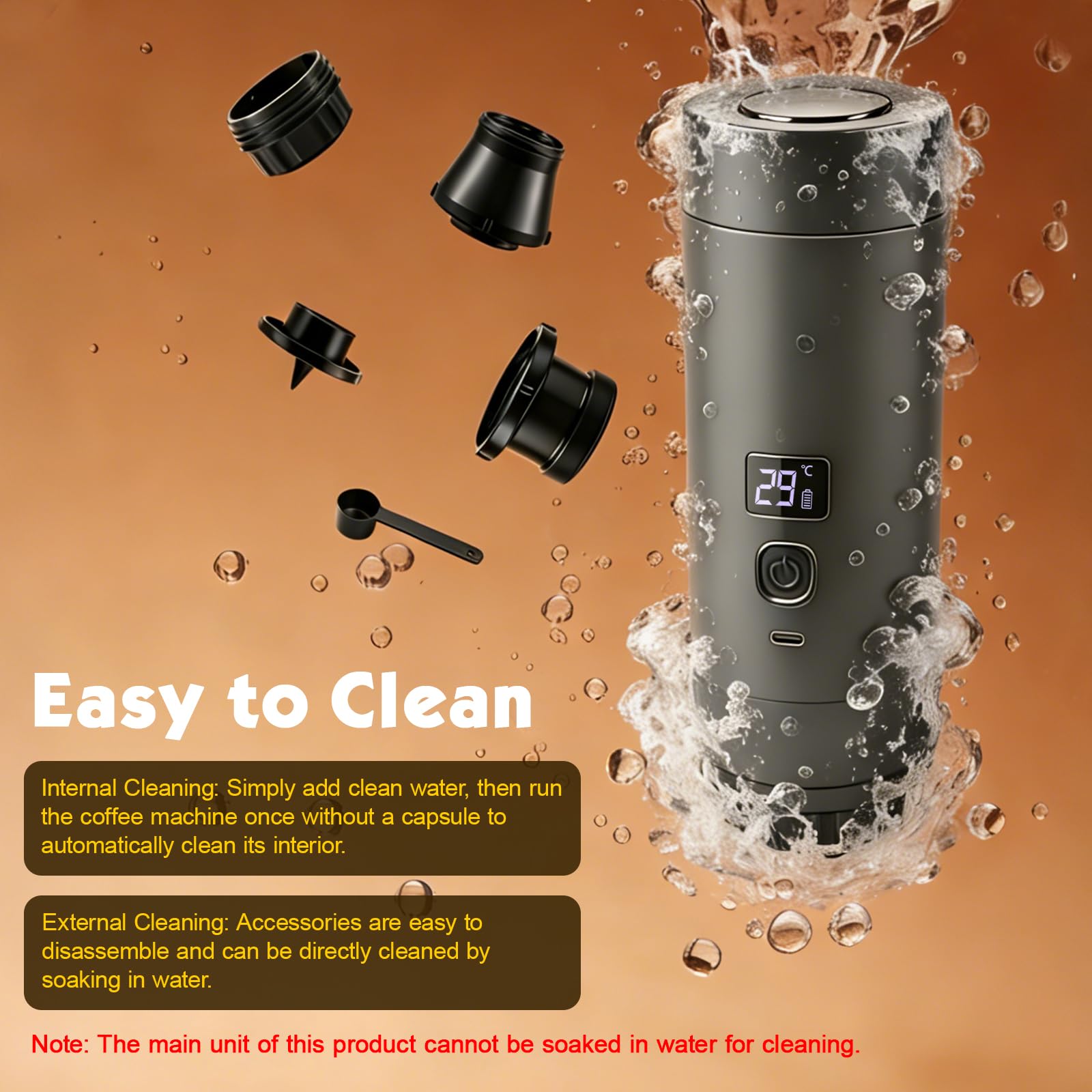 Machine à expresso portable 3 en 1 avec batterie – 20 bars, extraction à froid/chaud, compatible avec capsules et café moulu, USB C, mini machine à café pour camping, voiture, bureau et voyage