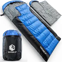 VENTURE 4TH Saco de dormir para mochila – 2GG, tamanhos duplo e único – Sacos de dormir leves para climas quentes e frios para adultos, crianças e casais – Ideal para caminhadas, acampamento e
