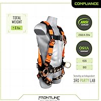 Vista 4 de FRONTLINE FALL PROTECTION Arneses + Anillo en D + Múltiples Estilos + Cumple con OSHA y ANSI