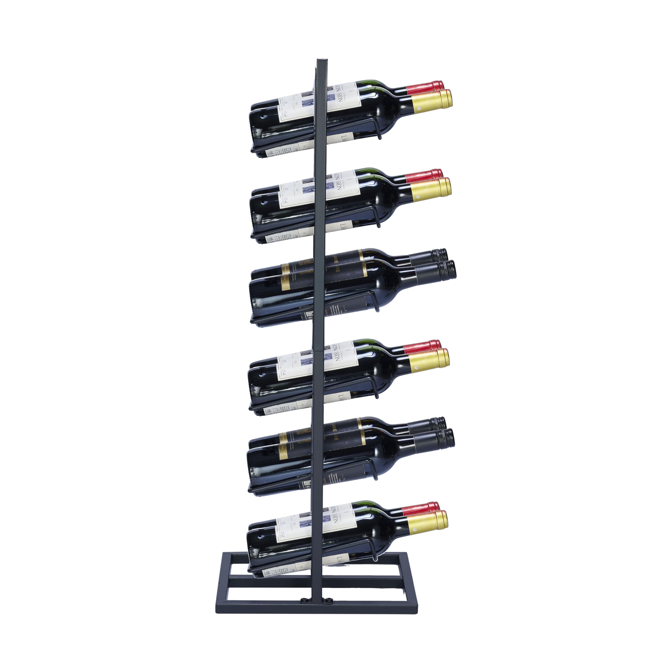 Botellero para botellas 6 o 12 - Gabinete de vino - Portabotellas de vino - Almacenamiento de vinos con sacacorchos - Negro - Recubrimiento en polvo Metal Acero Botelero Estilo industrial