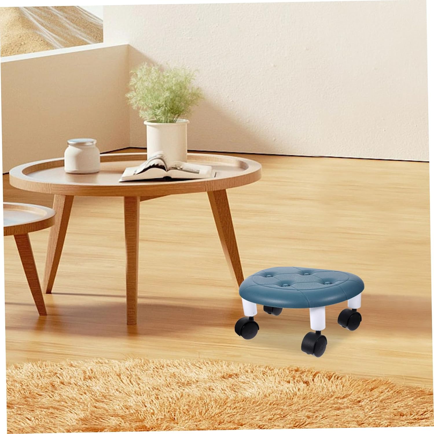 Multi-Functional Low Rolling Stool Wheels 360° Swivel Comfortable Plastic Seat for Office Garage and Home Use Portable Low Height Design