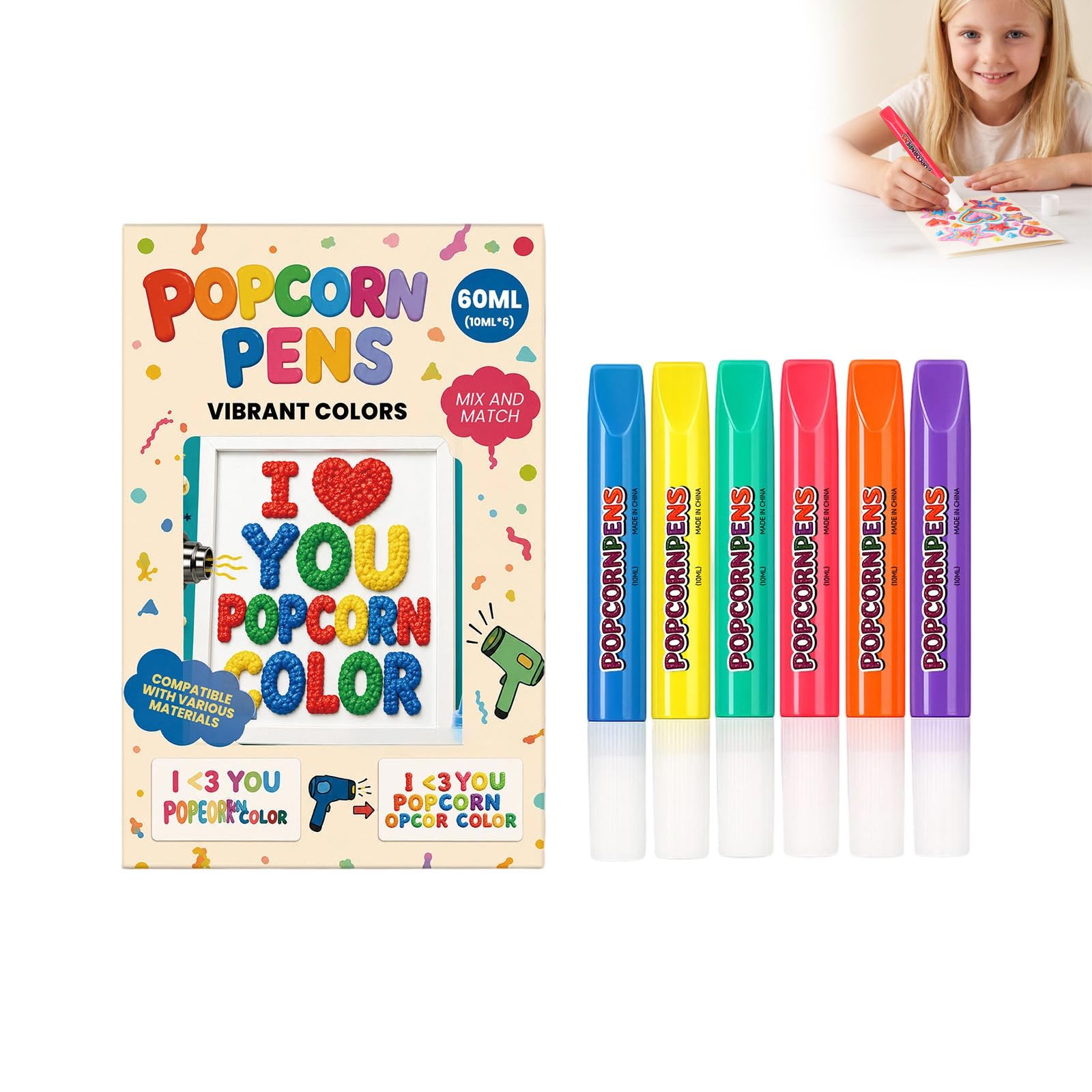 3D Popcorn Pens Diy Bubble Popcorn Drawing Pop Corn Pens Popcornpens