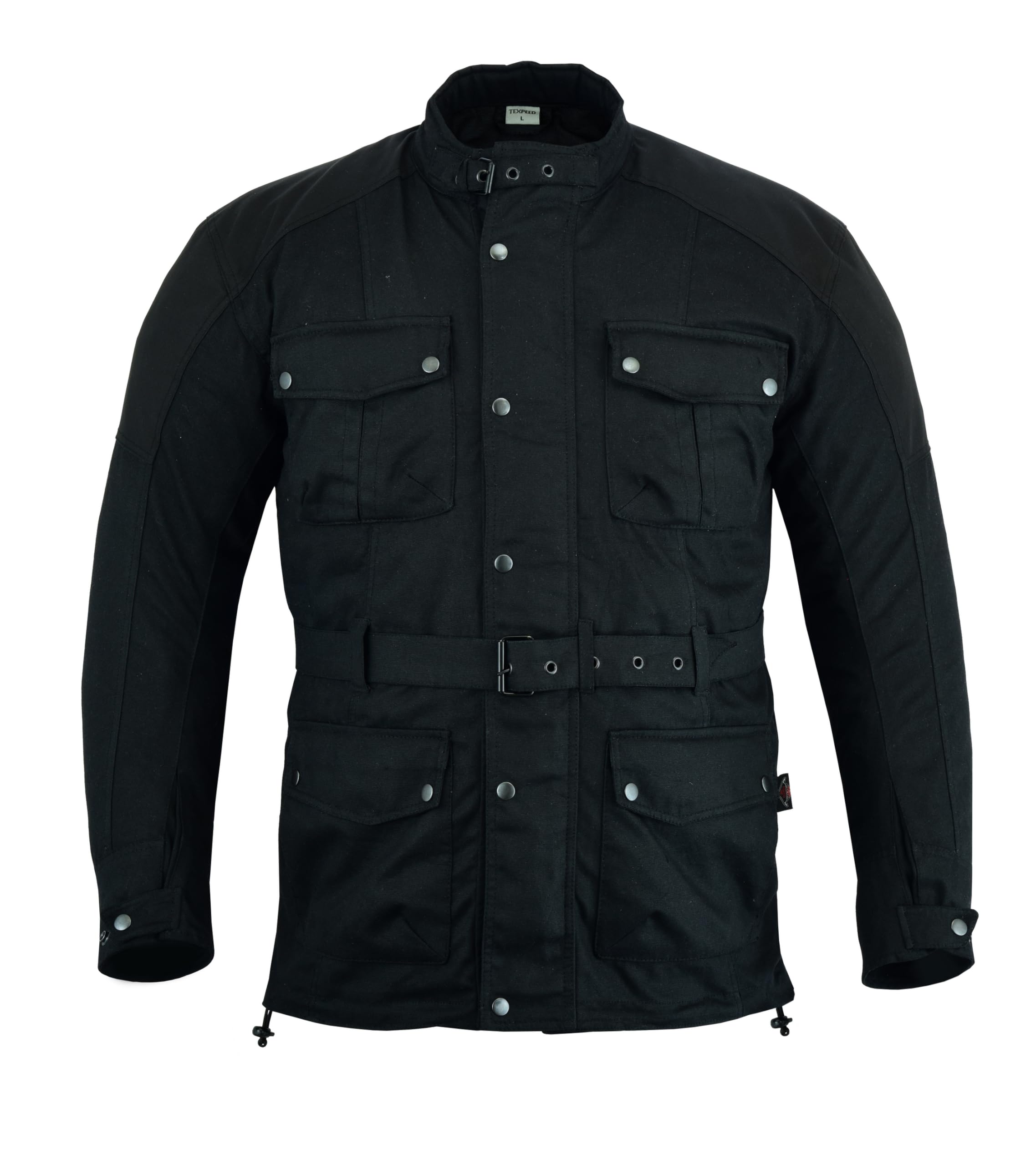 Texpeed Cirée imperméable veste homme homologué avec protection - Hiver longue blouson motard avec armure CE (EN 1621-1) Noir - L
