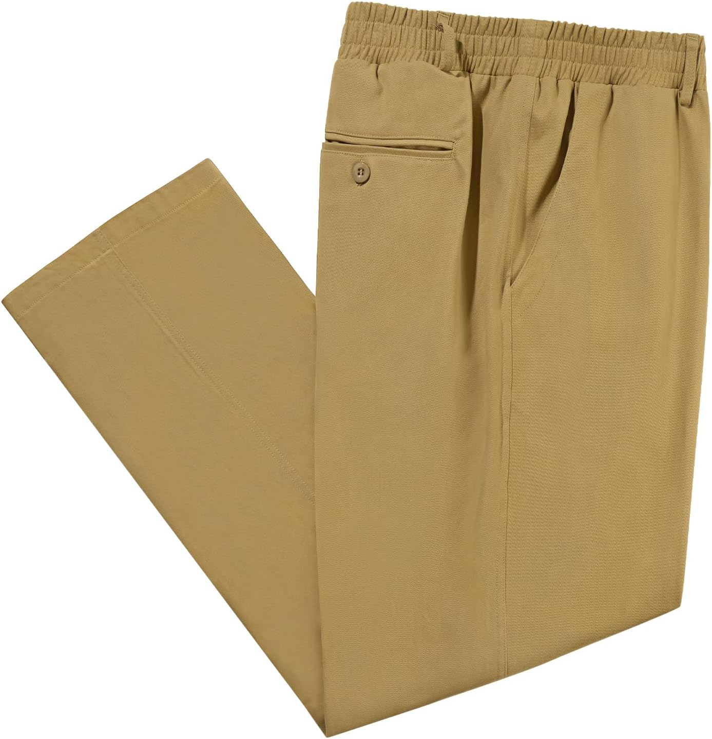 LETAOTAO Men's Big and Tall Cotton Relaxed Soft Fit Twill Pants Elasticized Comfort Waistband with Zipper Fly and Pockets