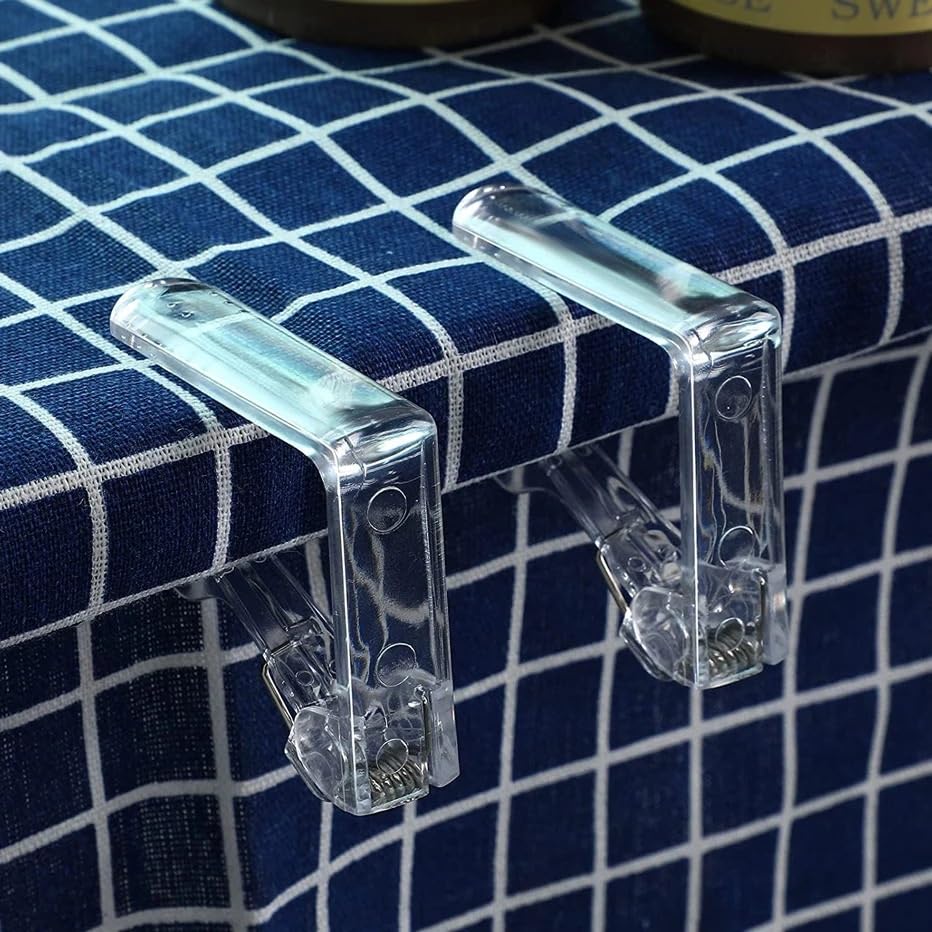 Pinces pour Nappe, Pack De 4 Pinces à Nappe Transparentes Et Blanches(Transparent 4pcs)