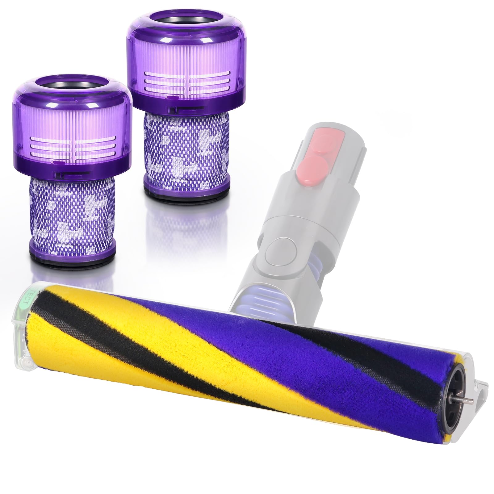 V12 Bürste für Dyson V12 Detect Slim Absolute Bürstenwalze Bürsten, Staubsauger Rolle Ersatzteile, Softwalzen Bodendüse Zubehör mit HEPA Filter