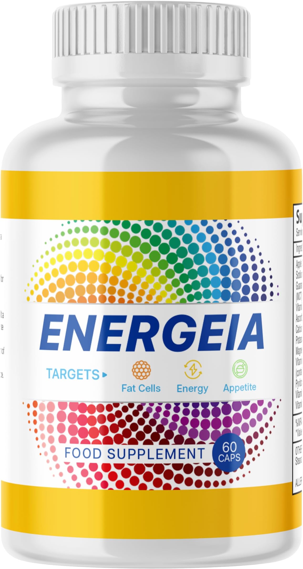 Energeia Lipase Fat Burner - One Month Supply - 60 Weight Loss Capsules - Vegan