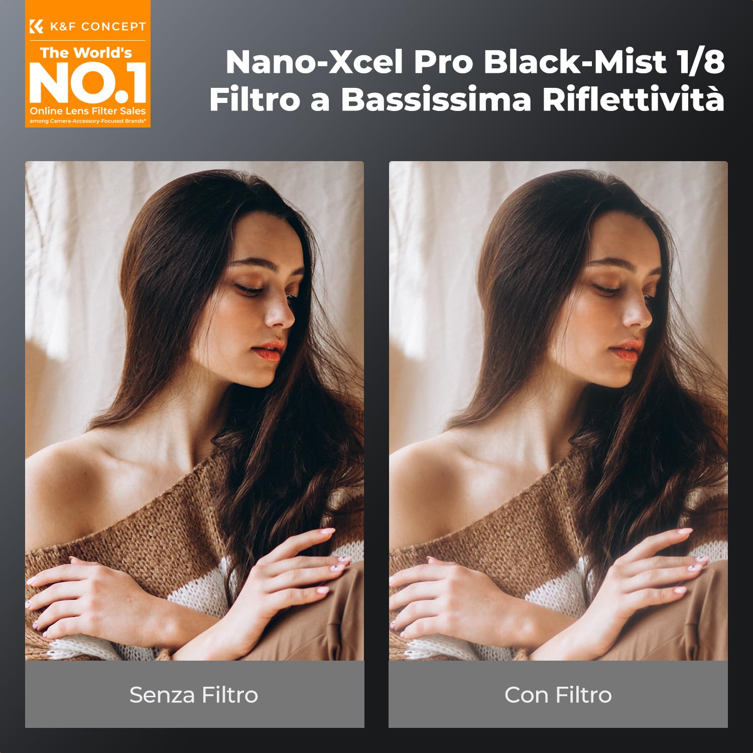 K&F CONCEPT Nano-Xcel Pro 67mm Filtro Black-Mist 1/8 a Riflessione Ultra Bassa, Filtro Nero Morbido 1/8 a Riflettività Ultra Bassa per Immagini Ritratto e Video con 36 Strati di Rivestimento Nano