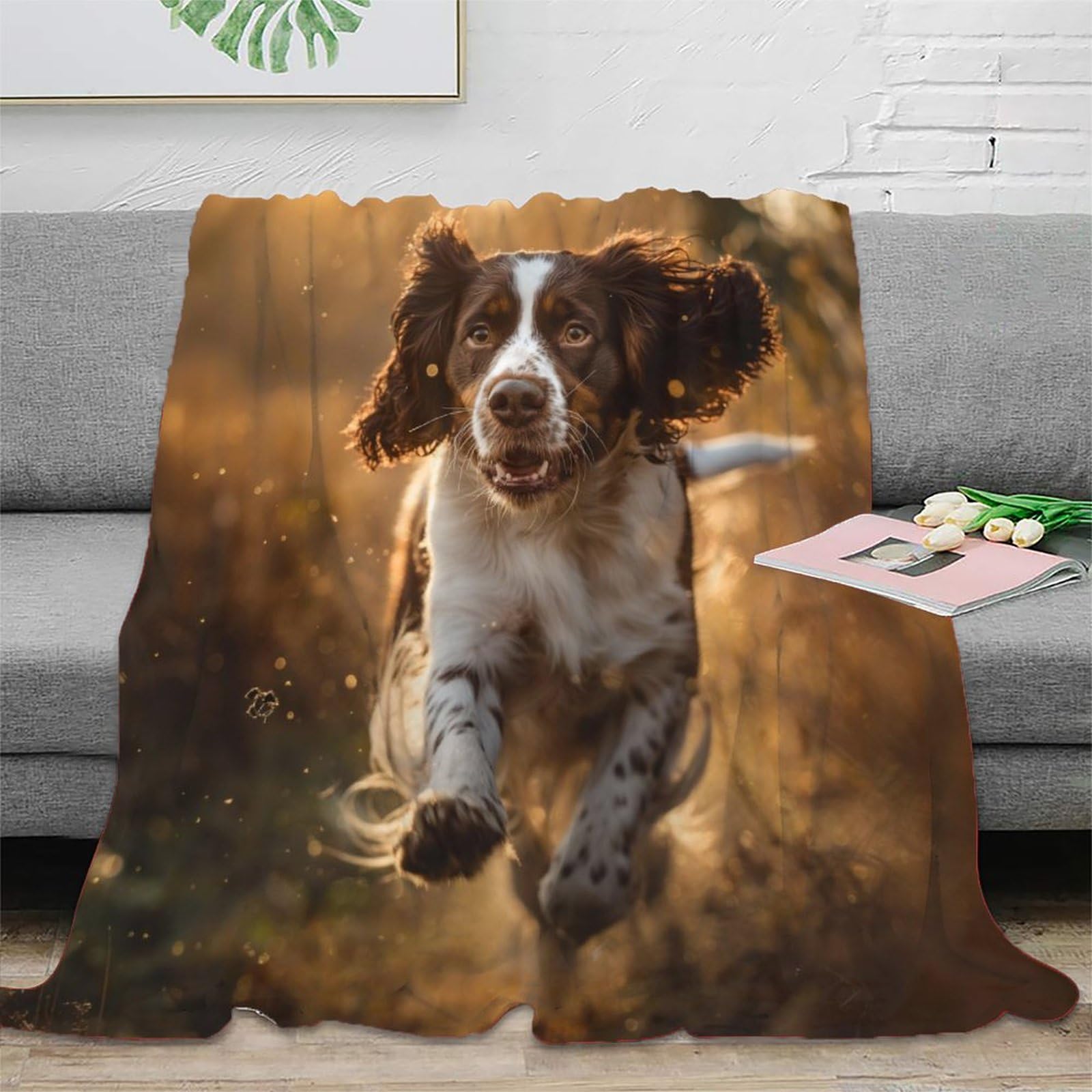 3D Printed Springer Spaniel Blankets Fluffy Soft Cozy Super Soft Cozy Fuzzy Warm Throws with Anti-wrinkle/anti-tarnishing Lightweight for Bed And Sofa And Couch, Kids Adults 80x90inch(200x230cm)