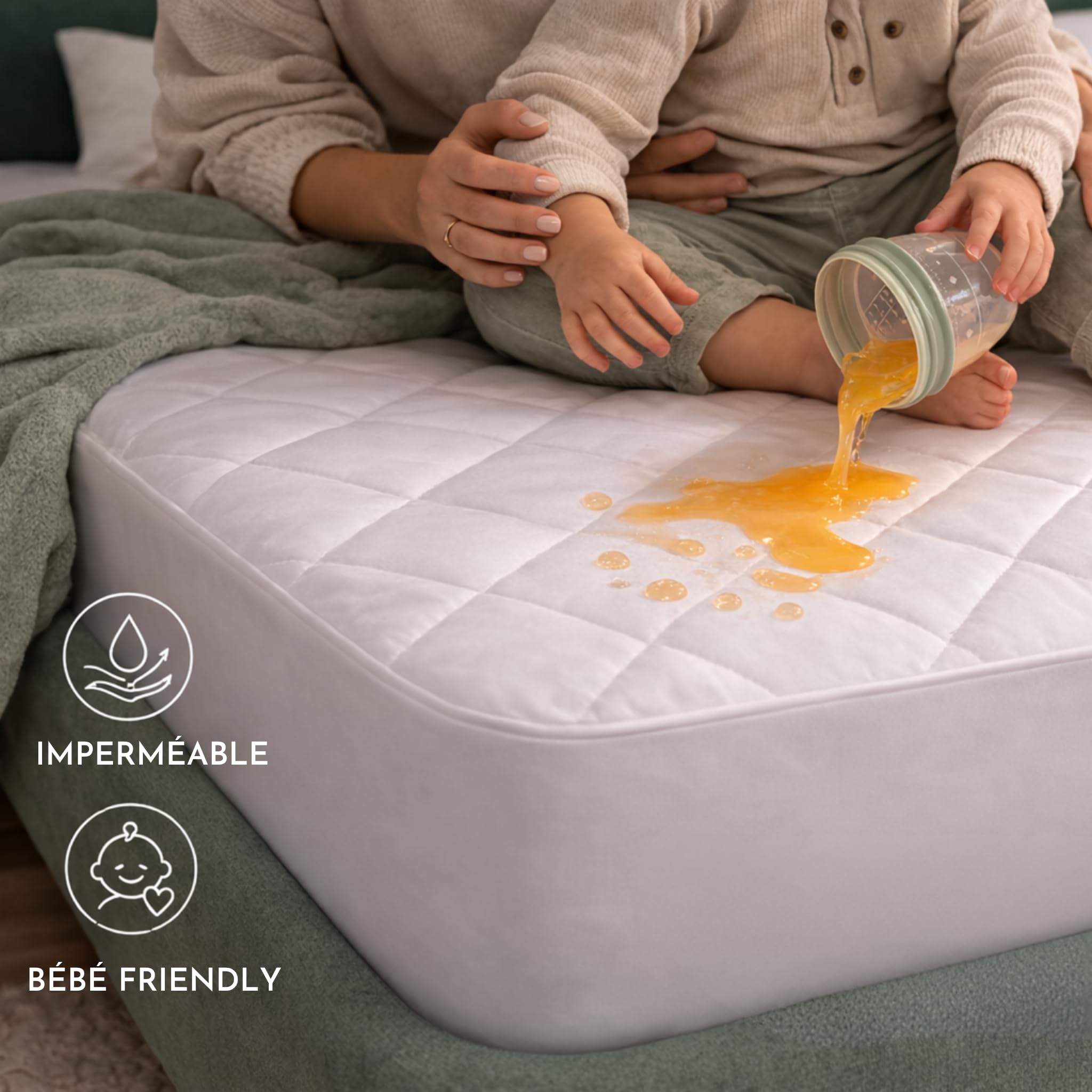 HOME STILL Protège-Matelas imperméable 140x200x30 cm, matelassé Confortable, Tissu Microfibre Respirant, Membrane polyuréthane étanche, Maintien Parfait