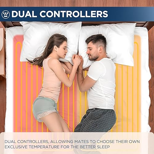 Miniatura 3 de Westinghouse Cubrecolchón térmico tamaño Queen, calentador de cama eléctrico con 10 ajustes de calor y controlador doble, apagado automático de 1-12