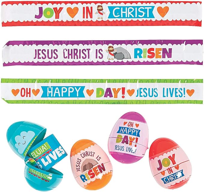 He Lives Slap Bracelet Filled Easter Eggs (24 eggs