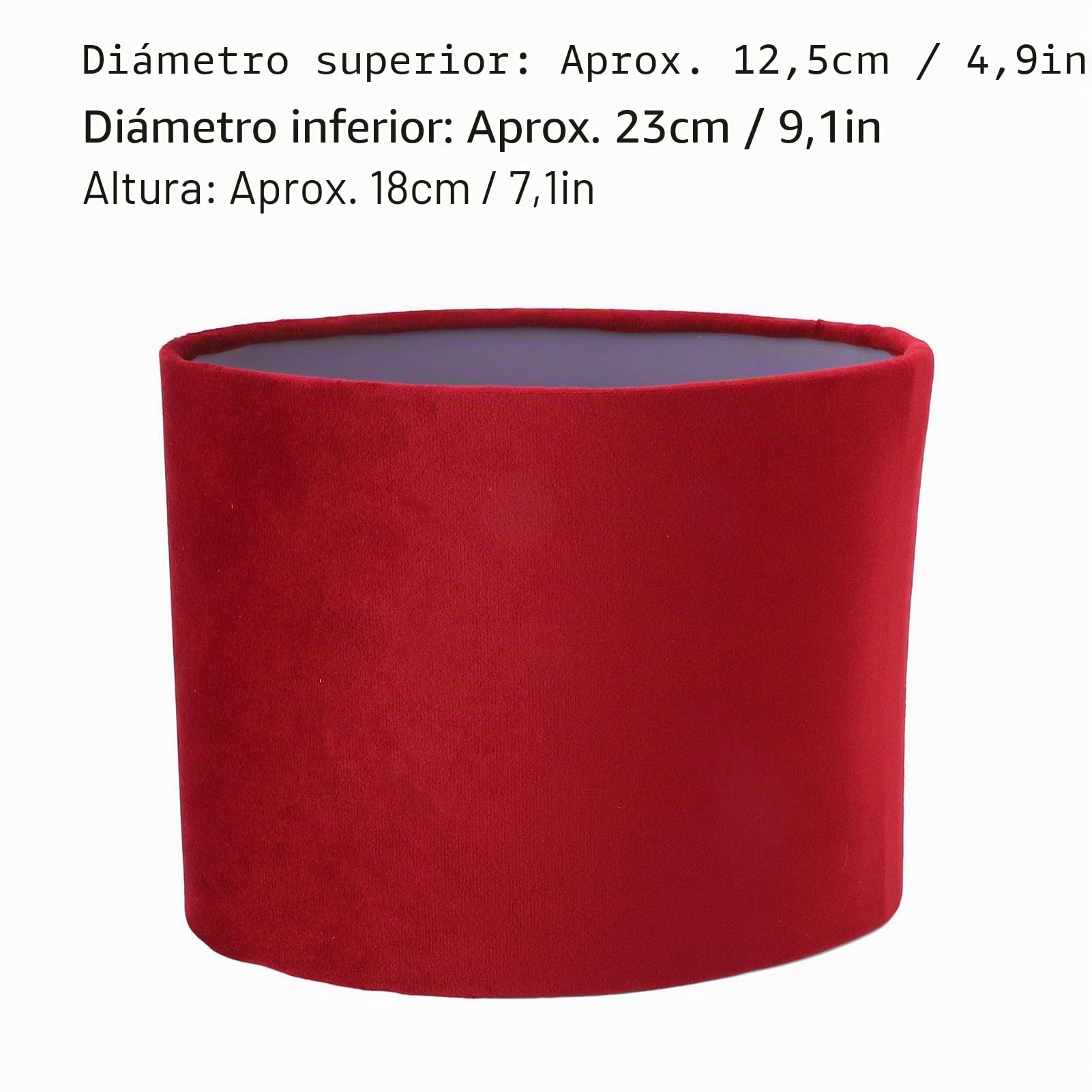 Pantalla de lámpara ovalada, pantalla de lámpara de tela moderna universal E27 E14 pequeña para lámpara de mesa, de pie o de mesilla (Rojo vino)