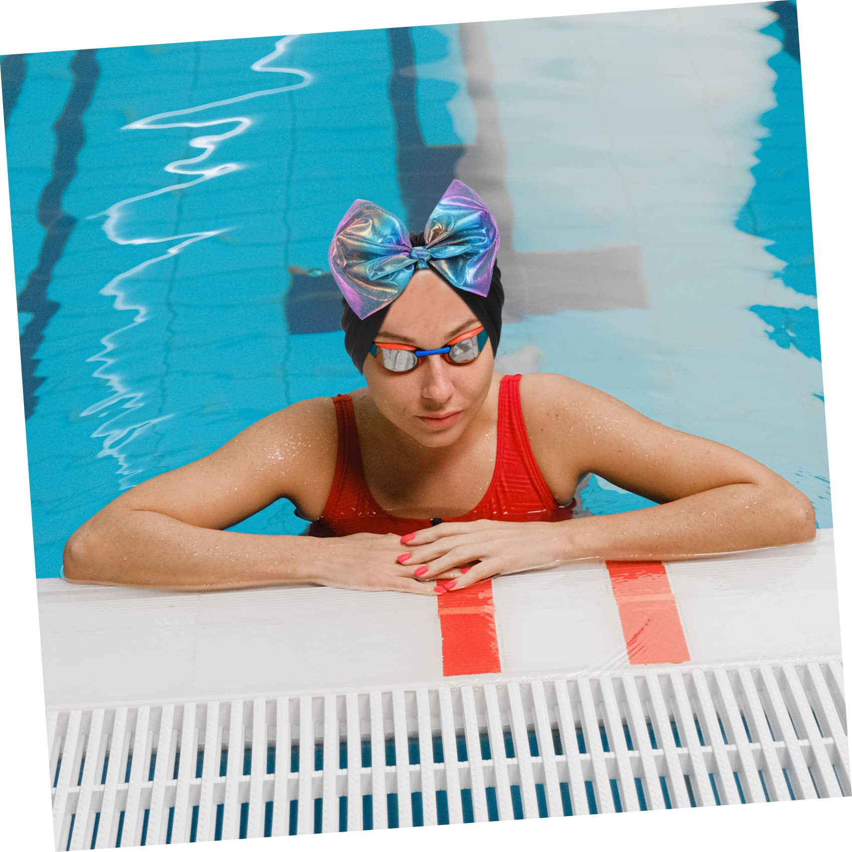 HANABASS Bonnet de Bain Chapeau de Piscine Chapeau de Natation Femme de Bain Bonnet de Femme Couverture de Cheveux de Natation Bonnets de Bain Nylon Orange