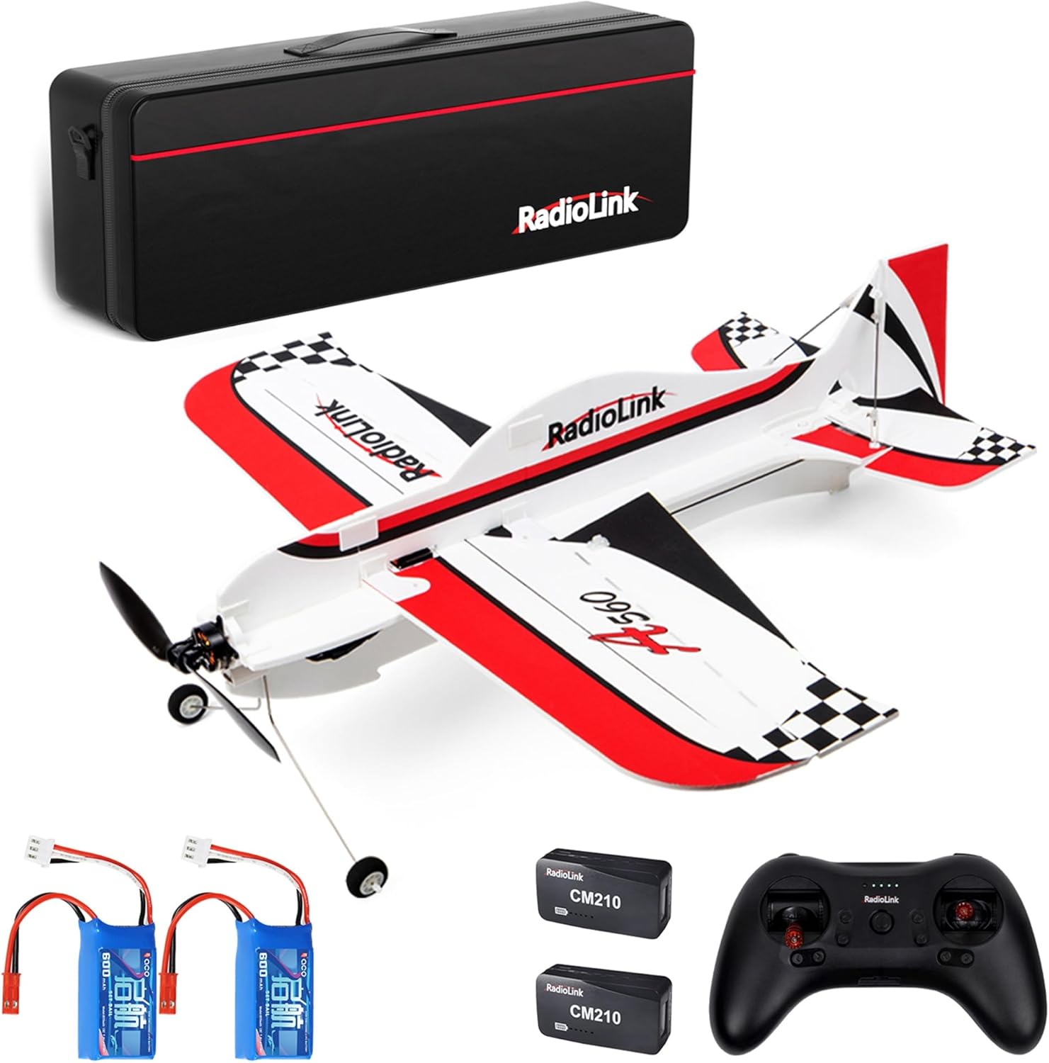 Radiolink A560 Ready to Fly (RTF) RC Gyro 4 Channels FC Airplane with 6 Flight Modes, Brushless Motor & PP Foam, CM210 2S LiPo Fast Charger, Easy to Fly for Beginner and Experienced